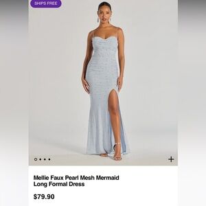 Mellie Faux Pearl Mesh Mermaid Long Formal Dress